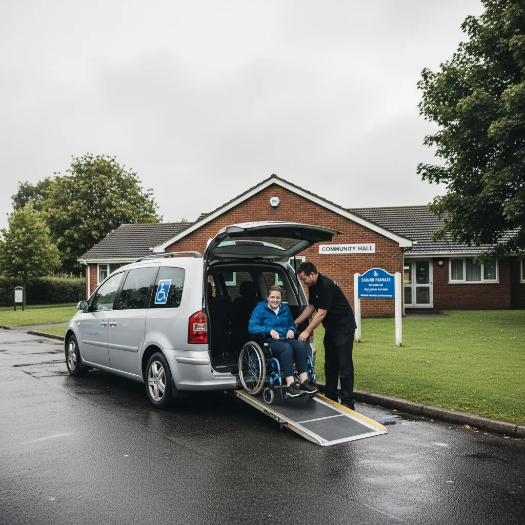 UK wheelchair accessible taxi with ramp extended
