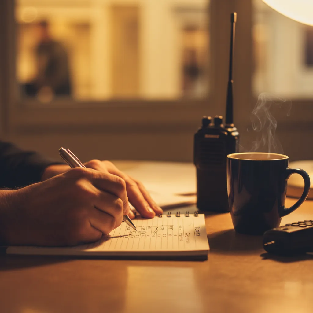Dispatcher working out a long-distance taxi fare on paper
