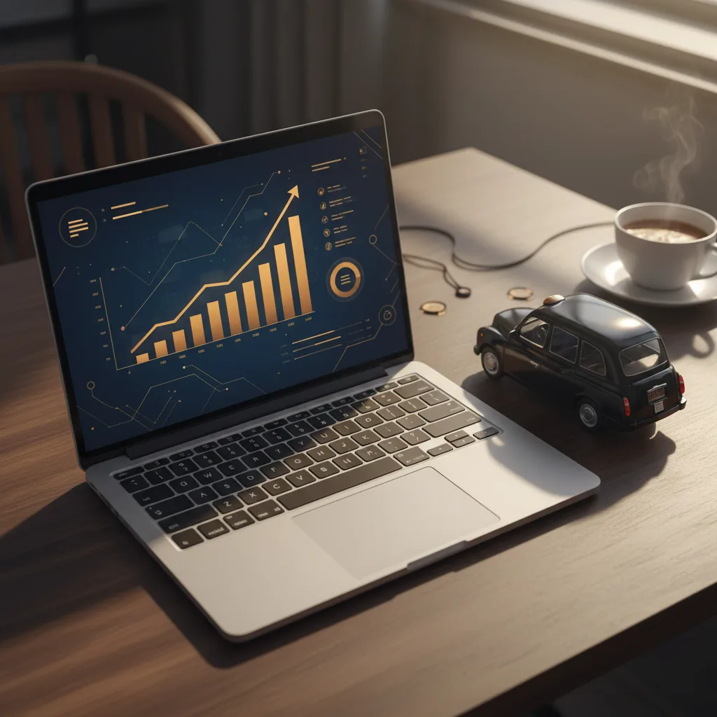 Laptop showing a booking analytics dashboard